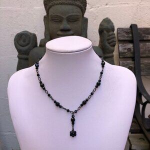 Gunmetal and black bead necklace